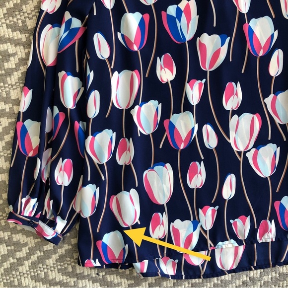 Talbots ruffle trim popover with tulip pattern throughout size 2X - Picture 11 of 12